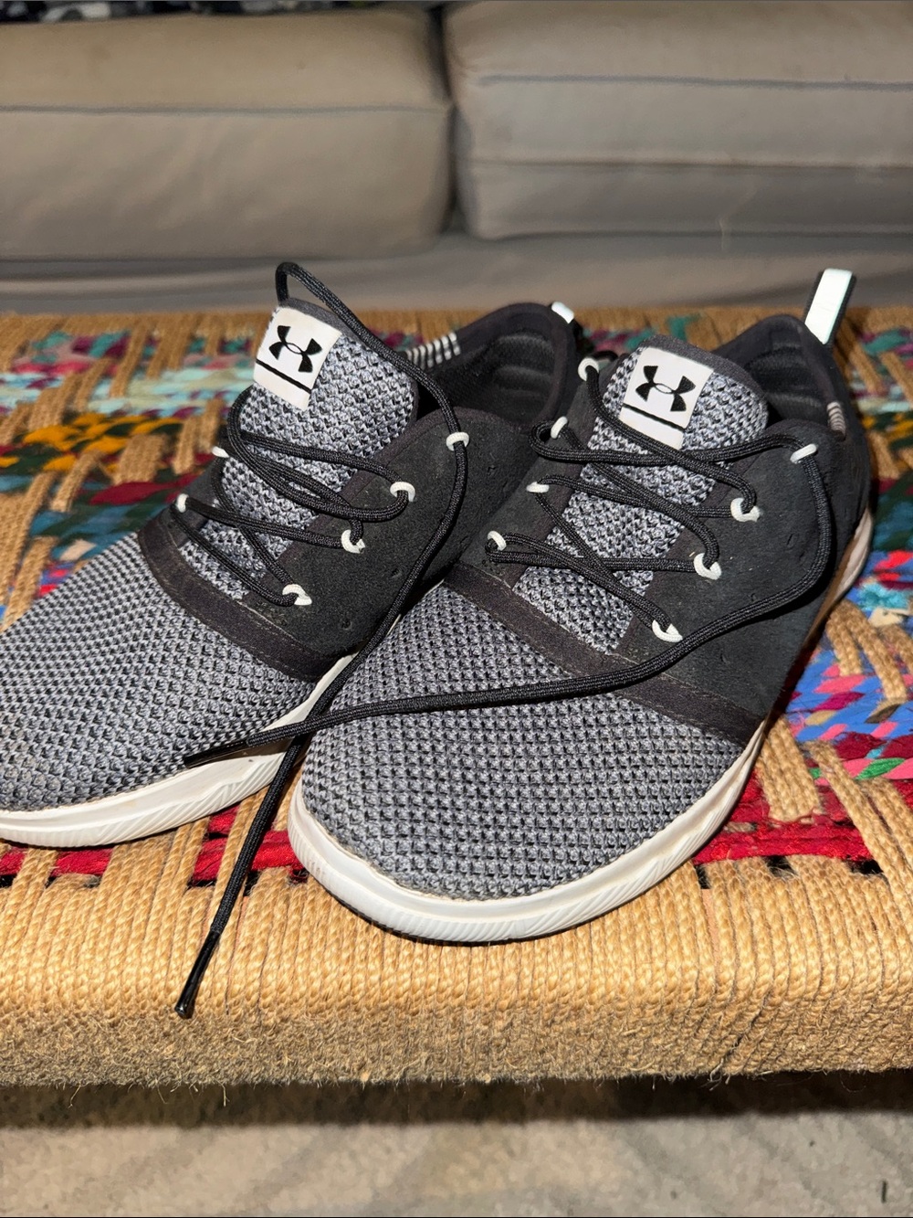 Under Armour Men’s Grey and Black Knit Training Sneakers